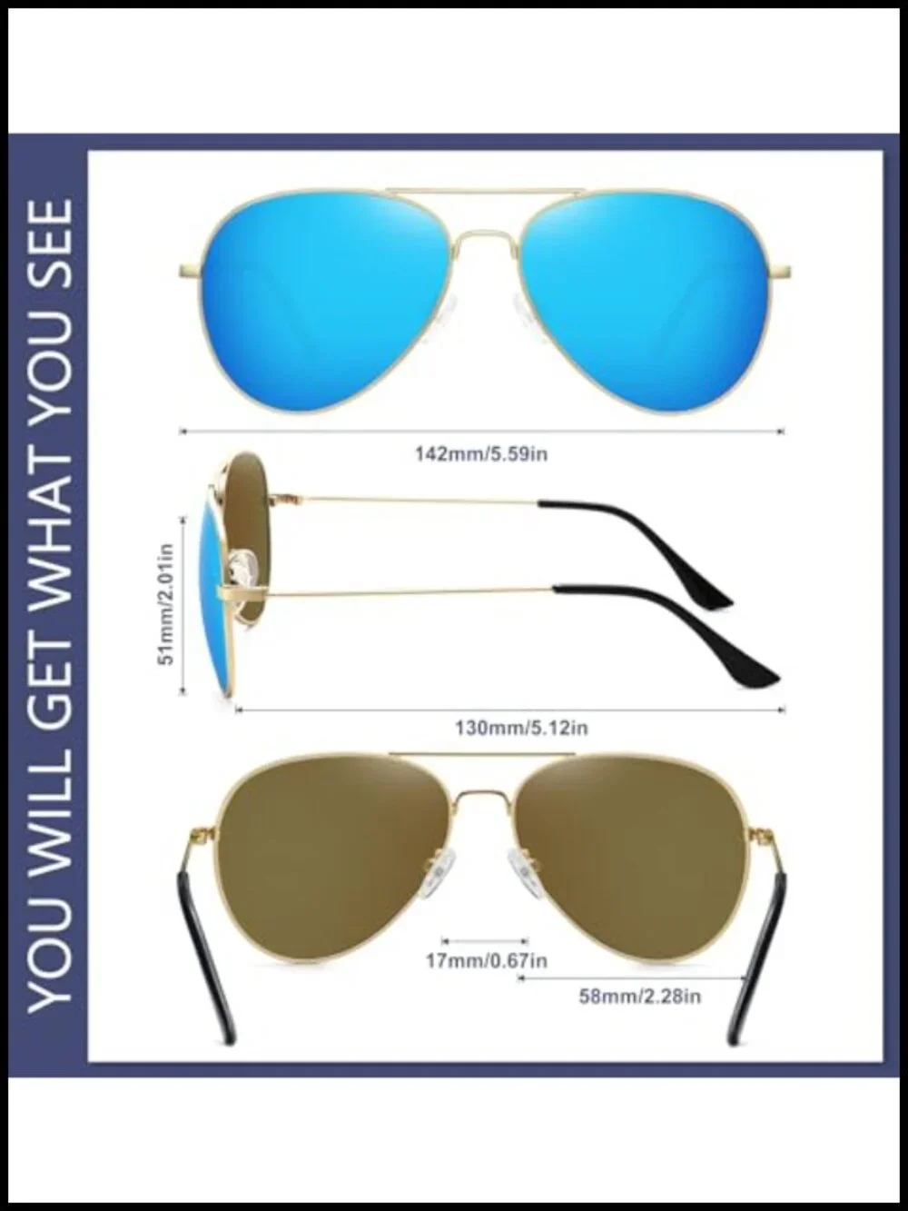 Classic Polarized Aviator Sunglasses Women Men UV Protection